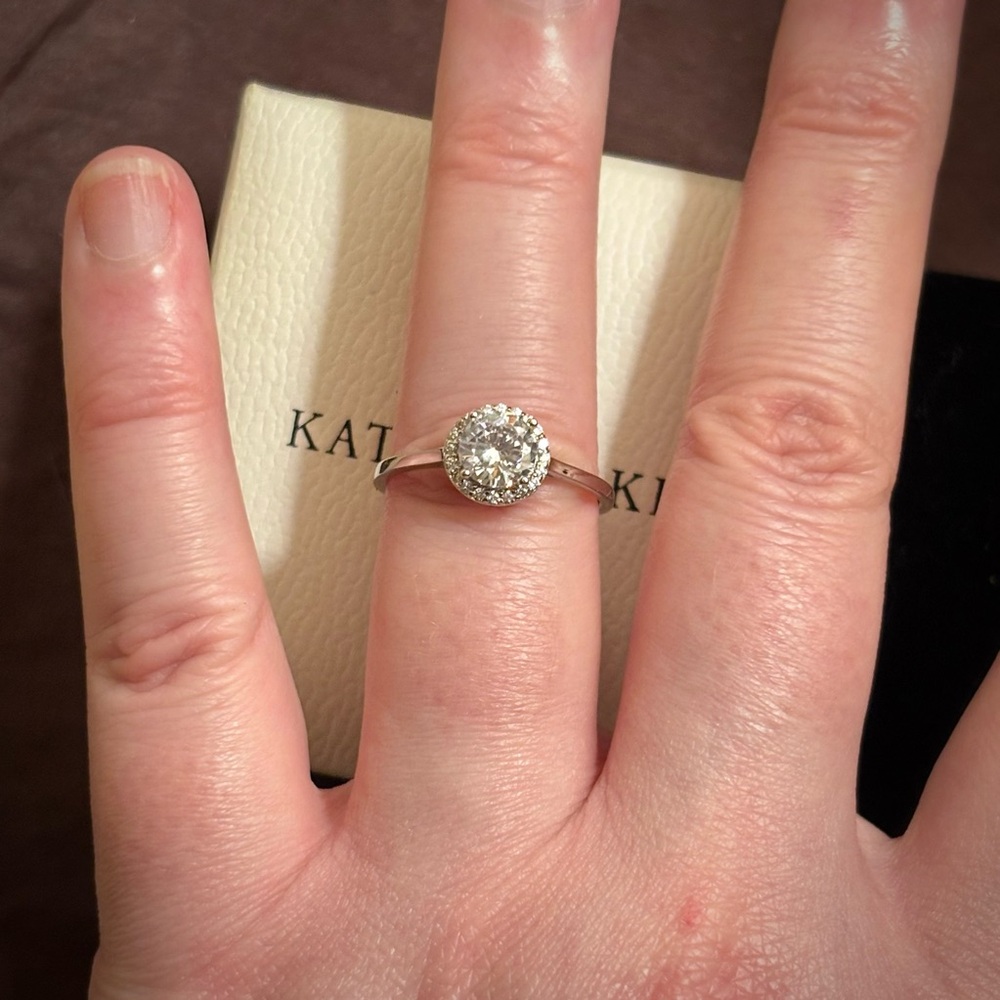 Charmed Aroma-Rhodium Plated Silver Ring With Halo AAA Cubic Zirconia Setting